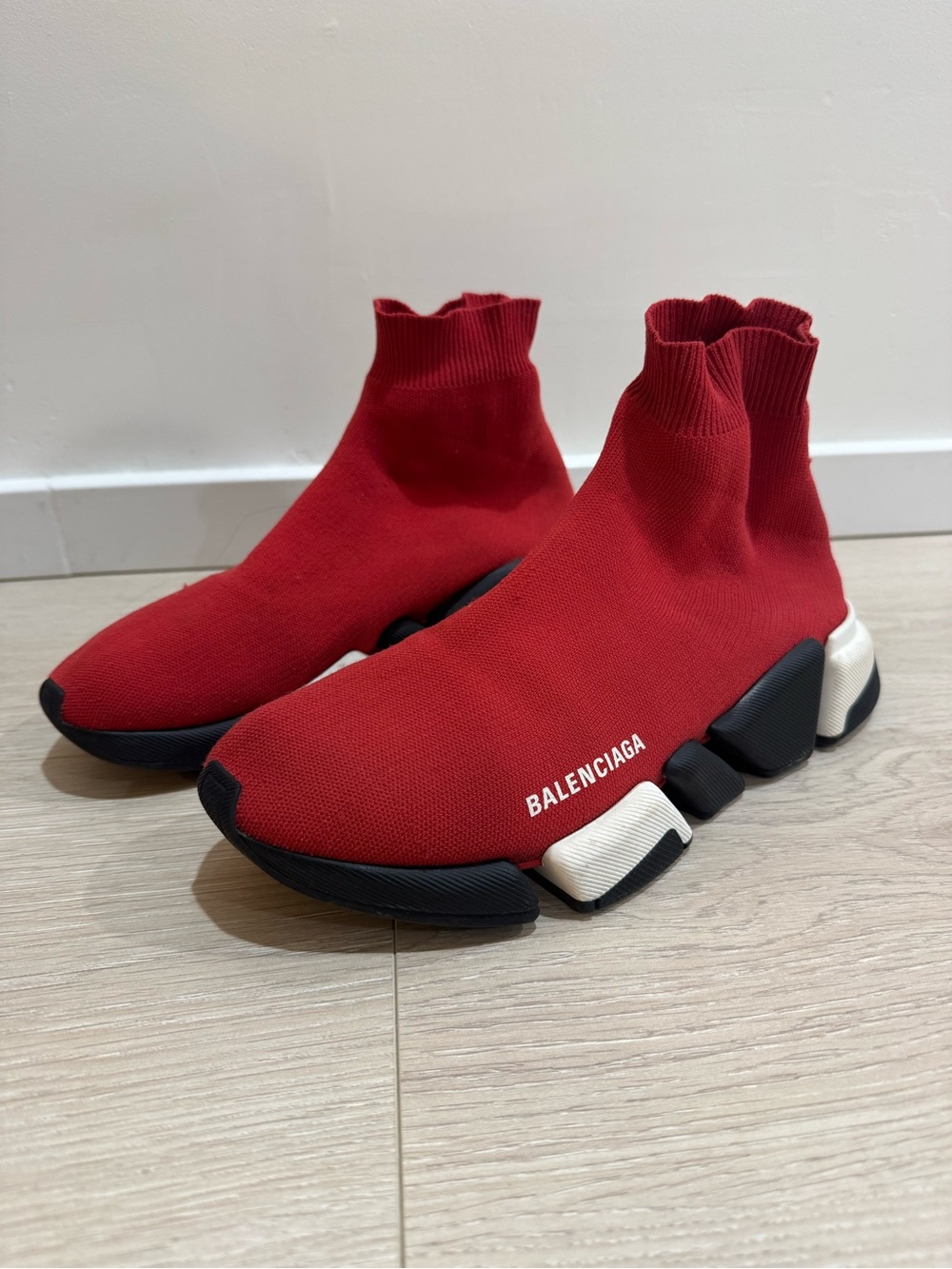 Balenciaga Speed 2.0 Sneaker Size 40 Red Knit Sock Shoes